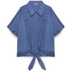 Fiorella Rubino, Dames, Blouses & Shirts, Blauw, Maat: XS Linnen,