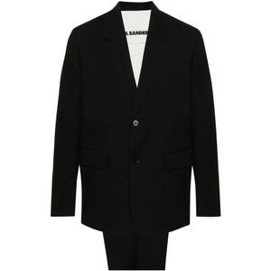 Jil Sander, Heren, Pakken, Zwart, Maat: L Wol,
