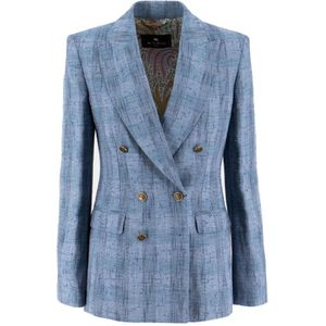 Etro, Dames, Jassen, Blauw, Maat: XS Lame,