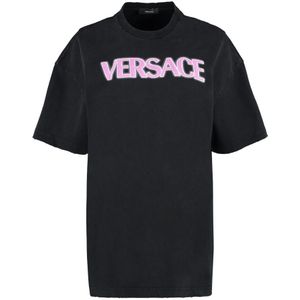 Versace, Dames, Tops, Zwart, Maat: 3XS Katoen,