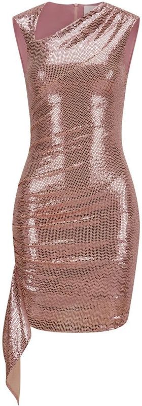 Nicowa - Orieva - Pailletten Gedrapeerd Minijurk - Roze