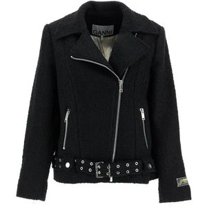 Ganni, Dames, Jassen, Zwart, Maat: L Wol,