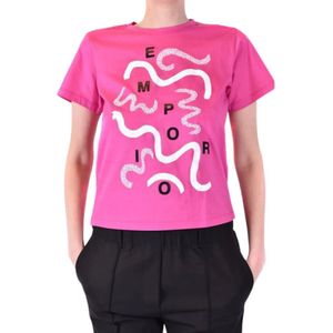 Emporio Armani, Dames, Tops, Roze, Maat: S Katoen,