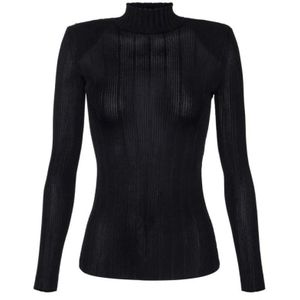 Elisabetta Franchi, Dames, Truien, Zwart, Maat: S Viscose,