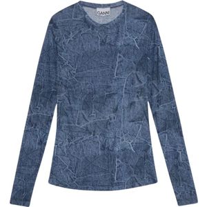 Ganni, Dames, Tops, Blauw, Maat: M Leer,