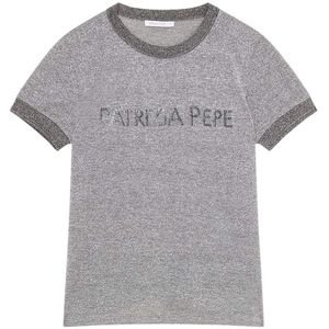 Patrizia Pepe - Essential T-shirt - Grijs - Viscose/Polyester - Korte Mouwen