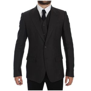 Dolce & Gabbana, Heren, Pakken, Zwart, Maat: XL Linnen,