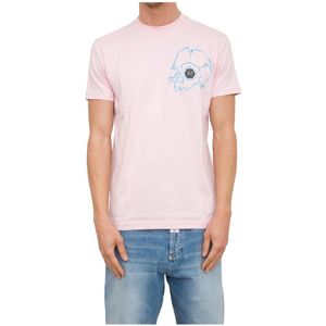 Philipp Plein, Heren, Tops, Roze, Maat: S Katoen,