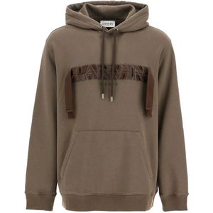 Lanvin Hoodie met Kantapplicaties , Brown , Heren , Maat: L