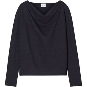 Closed, Dames, Blouses & Shirts, Zwart, Maat: L Wol,