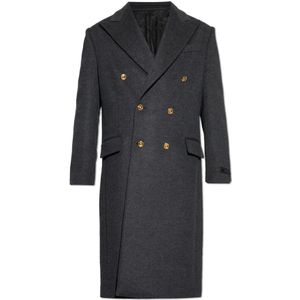 Versace, Heren, Mantels, Grijs, Maat: XL Wol,