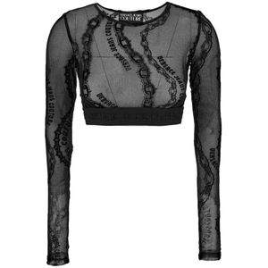 Versace Jeans Couture, Dames, Tops, Zwart, Maat: 3XS