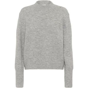 Kaffe, Dames, Truien, Grijs, Maat: L Leer,