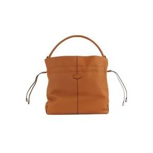 Tod's Leren Trekkoordtas in Terracotta , Brown , Dames , Maat: ONE Size