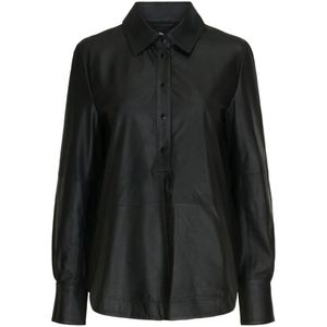 Butterfly Copenhagen, Dames, Blouses & Shirts, Zwart, Maat: S Leer,