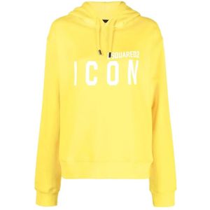 Dsquared2, Dames, Sweatshirts & Hoodies, Geel, Maat: L Katoen,