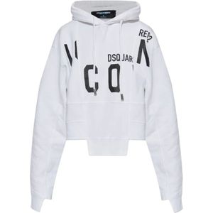 Dsquared2, Dames, Sweatshirts & Hoodies, Wit, Maat: M Katoen,