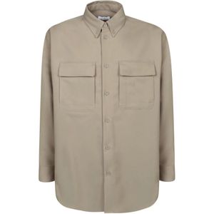 Off White, Heren, Overhemden, Beige, Maat: S Poliester,