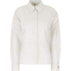 Fendi, Dames, Blouses & Shirts, Wit, Maat: M Katoen,