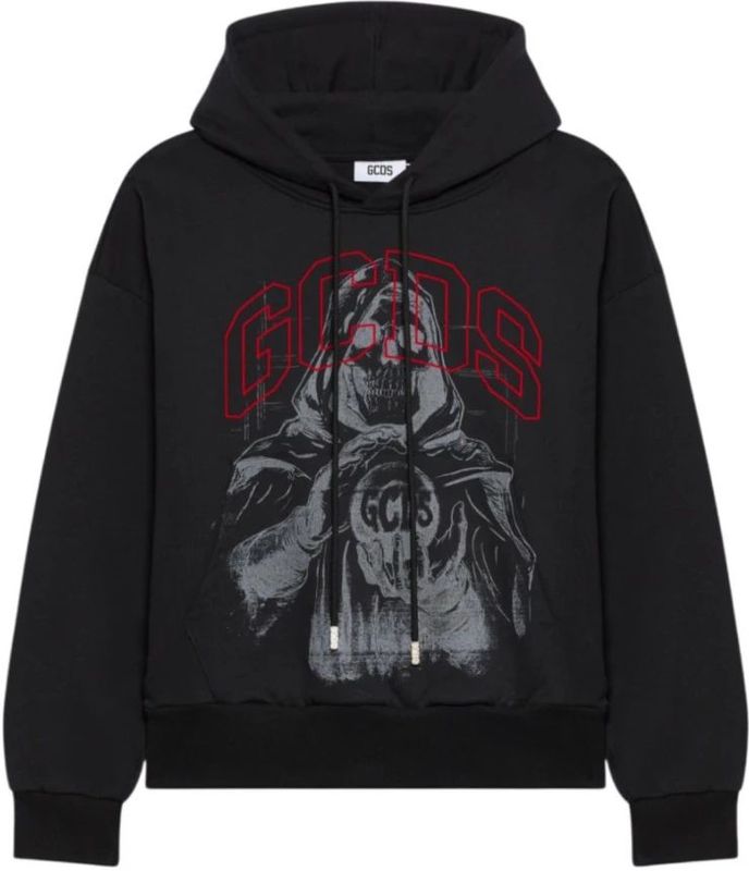 GCDS - Sweatshirt - Grijs - Capuchon - Motiefprint