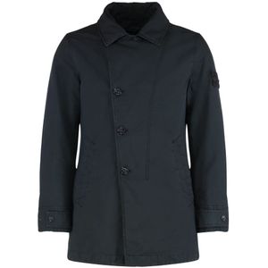 Stone Island, Heren, Jassen, Blauw, Maat: M Leer,