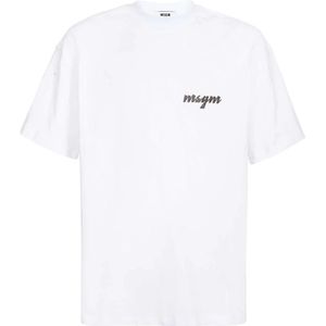 Msgm, Heren, Tops, Wit, Maat: M Katoen,