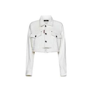 Dsquared2 Witte knoopDenim Jack , White , Dames , Maat: S