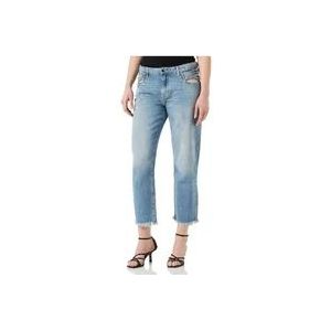 Pinko Fringed Hem Baggy Jeans Blauwe Wassing , Blue , Dames , Maat: W29