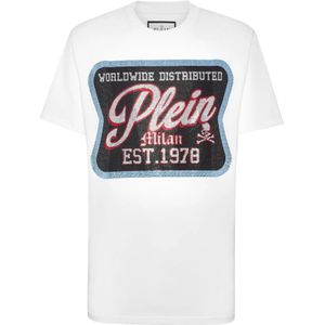 Philipp Plein, Heren, Tops, Wit, Maat: S Katoen,