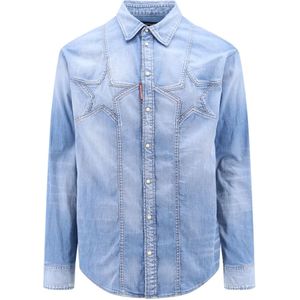 Dsquared2, Heren, Overhemden, Blauw, Maat: L Denim,