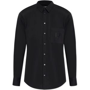 Dolce & Gabbana - Katoenen Shirt - Zwart - Katoen - Met Borstzak