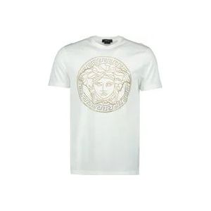 Versace Medusa Rhinestone T-shirt , White , Heren , Maat: S