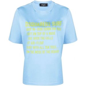 Dsquared2, Dames, Tops, Blauw, Maat: L Katoen,