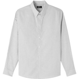 A.p.c., Heren, Overhemden, Grijs, Maat: M Katoen,