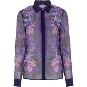 Versace Bedrukte zijden shirt , Multicolor , Dames , Maat: S