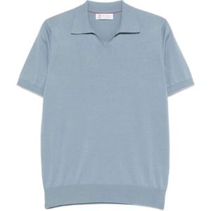 Brunello Cucinelli, Heren, Tops, Blauw, Maat: L Katoen,