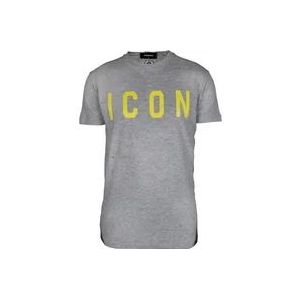 Dsquared2 Grijze Katoenen T-shirt met Icon Logo , Gray , Heren , Maat: XL