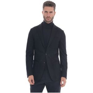 Canali, Heren, Jassen, Blauw, Maat: L Wol,