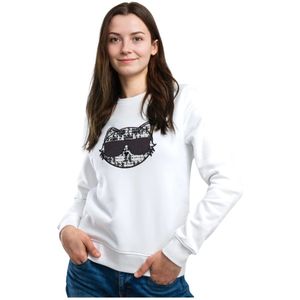 Karl Lagerfeld, Dames, Sweatshirts & Hoodies, Wit, Maat: L Katoen,