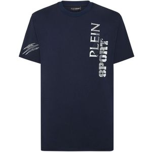 Plein Sport, Heren, Tops, Blauw, Maat: M Katoen,