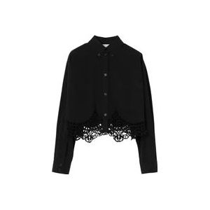 Burberry Zwarte Macram Cropped Shirt , Black , Dames , Maat: 2XS