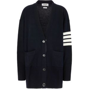 Thom Browne, Dames, Truien, Blauw, Maat: 2XS Wol,