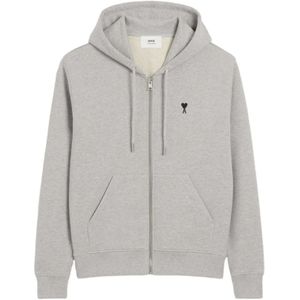 Ami Paris, Heren, Sweatshirts & Hoodies, Grijs, Maat: XL Katoen,