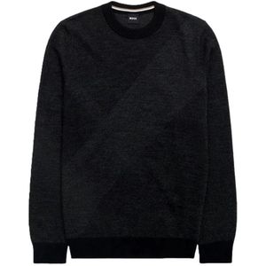 Hugo - Ronde-Hals Gebreide Trui - Zwart - Zuivere Wol
