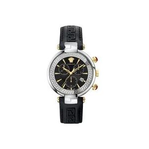 Versace Heren Chrono Leren Armband Horloge , Gray , Heren , Maat: ONE Size