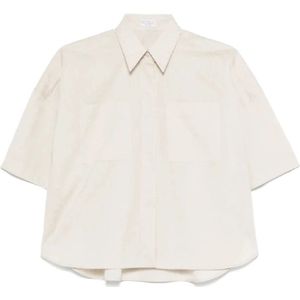 Brunello Cucinelli, Dames, Blouses & Shirts, Beige, Maat: XS Katoen,