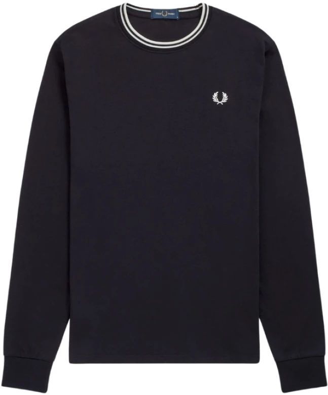 Fred Perry Twin Tipped Long Sleeve T-Shirt - Zwart- Heren, Zwart