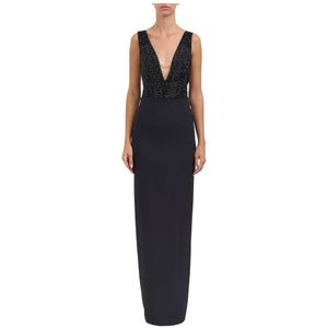 Elisabetta Franchi, Dames, Jurken, Zwart, Maat: S Poliester,