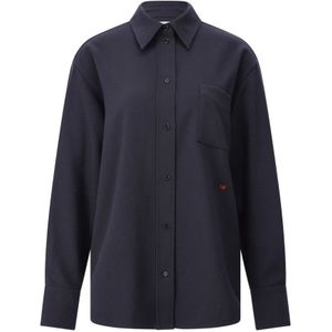 Victoria Beckham, Dames, Blouses & Shirts, Blauw, Maat: XL Wol,