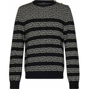 Balmain Ivory Sailor Sweater Aw24 , Black , Heren , Maat: S